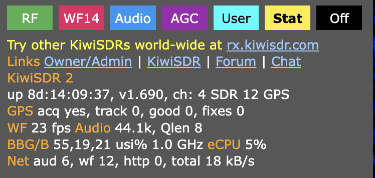 KiwiSDR digital modes dropbown