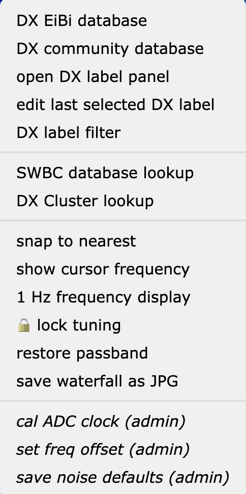 KiwiSDR right-click menu
